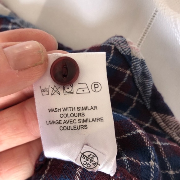 Kismet Plaid Button-Up Shirt in Blue and Burgundy - Picture 6 of 11